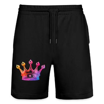 Couronne à l’aquarelle - Short de jogging bio TRAINER Stanley/Stella unisexe - noir - Devant - Nik (191cm) & Marisol (170cm)
