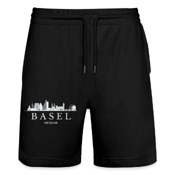 Bâle Skyline, Bâle Suisse - Short de jogging bio TRAINER Stanley/Stella unisexe - noir - Devant - Nik (191cm) & Marisol (170cm)