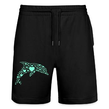 Dolphin Heart Pattern - Stanley/Stella Trainer Unisex Organic Jogging Shorts - black - Front - Nik (191cm) & Marisol (170cm)