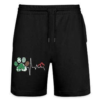 Kleeblatt Rhythmus Herzschlag - Stanley/Stella Unisex Bio Joggingshorts Trainer  - Schwarz - Vorne - Nik (191cm) & Marisol (170cm)
