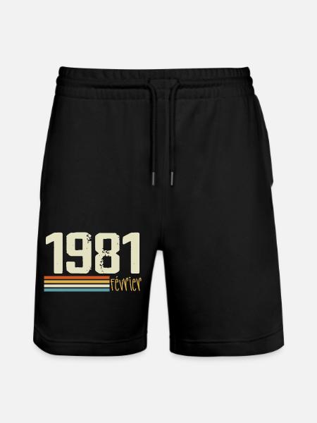 February 1981 - February 1981 Anniversary 1981 - Stanley/Stella Trainer Unisex Organic Jogging Shorts - black