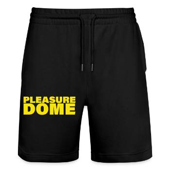 PLEASURE DOME - Stanley/Stella Trainer Unisex Organic Jogging Shorts - black - Front - Nik (191cm) & Marisol (170cm)