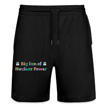 Big fan of nuclear energy - Stanley/Stella Trainer Unisex Organic Jogging Shorts - black - Front - Nik (191cm) & Marisol (170cm)