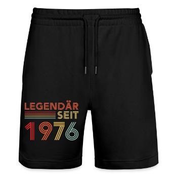 1976 Birthday Man 50's Decoration Funny 50's 50's - Stanley/Stella Trainer Unisex Organic Jogging Shorts - black - Front - Nik (191cm) & Marisol (170cm)