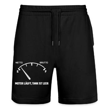 Motor Läuft Tank Leer - Stanley/Stella Unisex Bio Joggingshorts Trainer  - Schwarz - Vorne - Nik (191cm) & Marisol (170cm)
