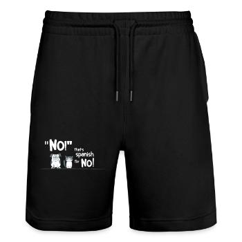 No! That’s Spanish for No! – Lustiger Tier Spruch - Stanley/Stella Unisex Bio Joggingshorts Trainer  - Schwarz - Vorne - Nik (191cm) & Marisol (170cm)