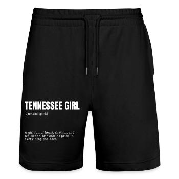 Tennessee Girl: Herz Rhythmus Stolz - Stanley/Stella Unisex Bio Joggingshorts Trainer  - Schwarz - Vorne - Nik (191cm) & Marisol (170cm)