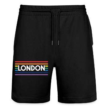 LONDON Urbaner Regenbogen - Stanley/Stella Unisex Bio Joggingshorts Trainer  - Schwarz - Vorne - Nik (191cm) & Marisol (170cm)