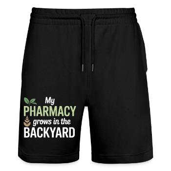 Vêtement certifié en pharmacologie clinique organique - Short de jogging bio TRAINER Stanley/Stella unisexe - noir - Devant - Nik (191cm) & Marisol (170cm)