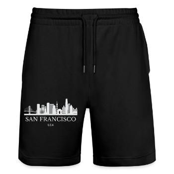 Skyline von San Francisco, San Francisco, USA - Stanley/Stella Unisex Bio Joggingshorts Trainer  - Schwarz - Vorne - Nik (191cm) & Marisol (170cm)