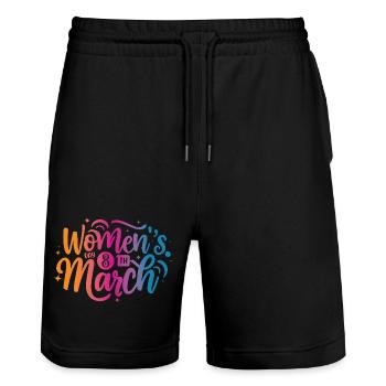 Women Day 8th March - Stanley/Stella Trainer Unisex Organic Jogging Shorts - black - Front - Nik (191cm) & Marisol (170cm)