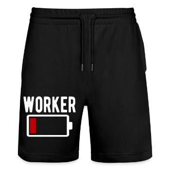Worker Worker Battery Low Funny - Stanley/Stella Trainer Unisex Organic Jogging Shorts - black - Front - Nik (191cm) & Marisol (170cm)