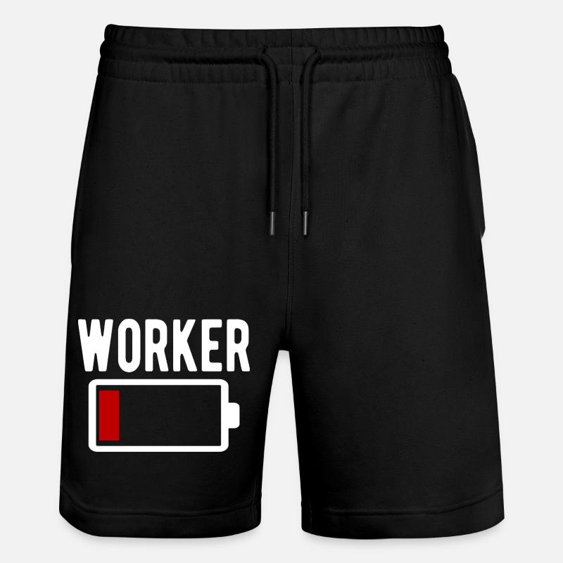 Ouvrier Ouvrier Batterie faible, drôle - Short de jogging bio TRAINER Stanley/Stella unisexe - noir