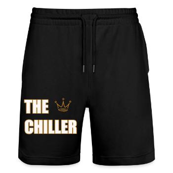 THE CHILLER – Cool & Minimal Statement Design - Stanley/Stella Trainer Unisex Organic Jogging Shorts - black - Front - Nik (191cm) & Marisol (170cm)