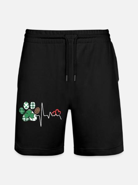 Clover Heart Pattern Mix - Stanley/Stella Trainer Unisex Organic Jogging Shorts - black