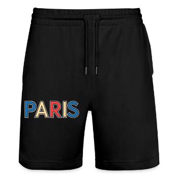 Pariser Farbblocktypografie - Stanley/Stella Unisex Bio Joggingshorts Trainer  - Schwarz - Vorne - Nik (191cm) & Marisol (170cm)