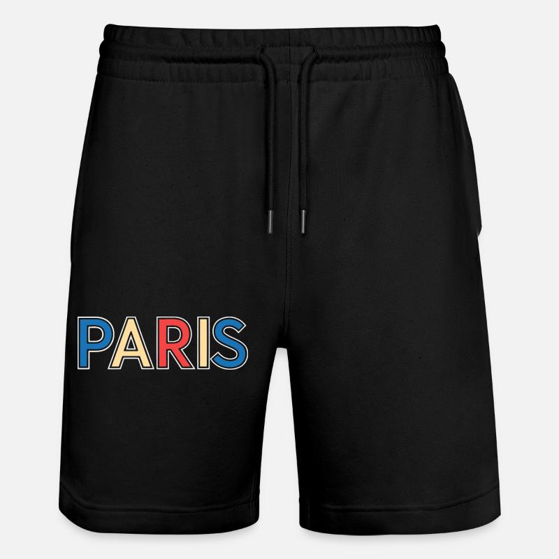 Pariser Farbblocktypografie - Stanley/Stella Unisex Bio Joggingshorts Trainer  - Schwarz