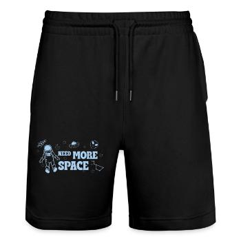 Need More Space – Lustiger Weltraum Spruch - Stanley/Stella Unisex Bio Joggingshorts Trainer  - Schwarz - Vorne - Nik (191cm) & Marisol (170cm)
