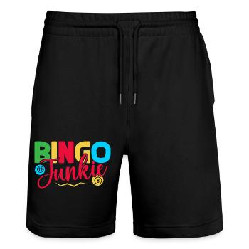 Bingo Game Bingo Junkie Bingo - Short de jogging bio TRAINER Stanley/Stella unisexe - noir - Devant - Nik (191cm) & Marisol (170cm)
