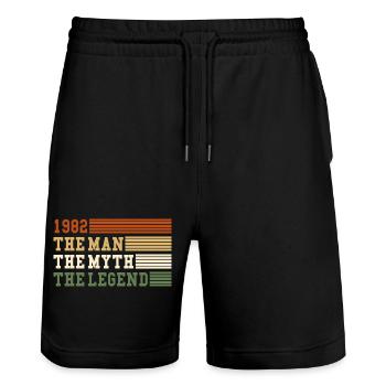 1982 The Man Myth Legend 1982 | vintage!! - Stanley/Stella Trainer Unisex Organic Jogging Shorts - black - Front - Nik (191cm) & Marisol (170cm)