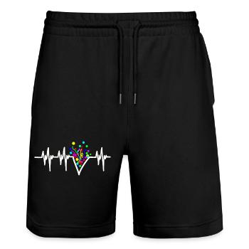 Heartbeat Confetti Carnival Party - Stanley/Stella Trainer Unisex Organic Jogging Shorts - black - Front - Nik (191cm) & Marisol (170cm)