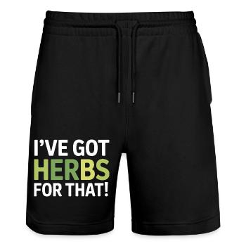 Naturopath I've Got Herbs For That Professional  - Stanley/Stella Trainer Unisex Organic Jogging Shorts - black - Front - Nik (191cm) & Marisol (170cm)
