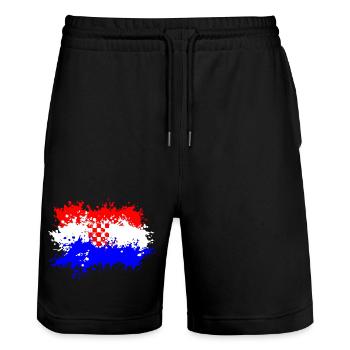 Kroatien Flagge Splash - Stanley/Stella Unisex Bio Joggingshorts Trainer  - Schwarz - Vorne - Nik (191cm) & Marisol (170cm)