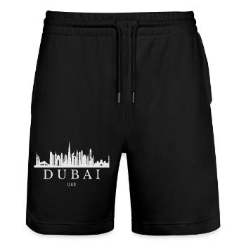 Dubai Skyline, Dubai United Arab Emirates - Stanley/Stella Trainer Unisex Organic Jogging Shorts - black - Front - Nik (191cm) & Marisol (170cm)