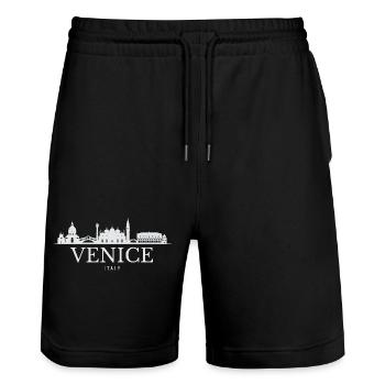 Venise, Italie, silhouette de Venise - Short de jogging bio TRAINER Stanley/Stella unisexe - noir - Devant - Nik (191cm) & Marisol (170cm)