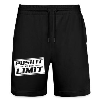 Push It To The Limit - Stanley/Stella Trainer Unisex Organic Jogging Shorts - black - Front - Nik (191cm) & Marisol (170cm)