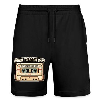 Old School Hip Hop Kassette Retro Design - Stanley/Stella Unisex Bio Joggingshorts Trainer  - Schwarz - Vorne - Nik (191cm) & Marisol (170cm)