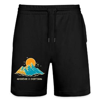 Abenteuer ist alles Shirt - Stanley/Stella Unisex Bio Joggingshorts Trainer  - Schwarz - Vorne - Nik (191cm) & Marisol (170cm)