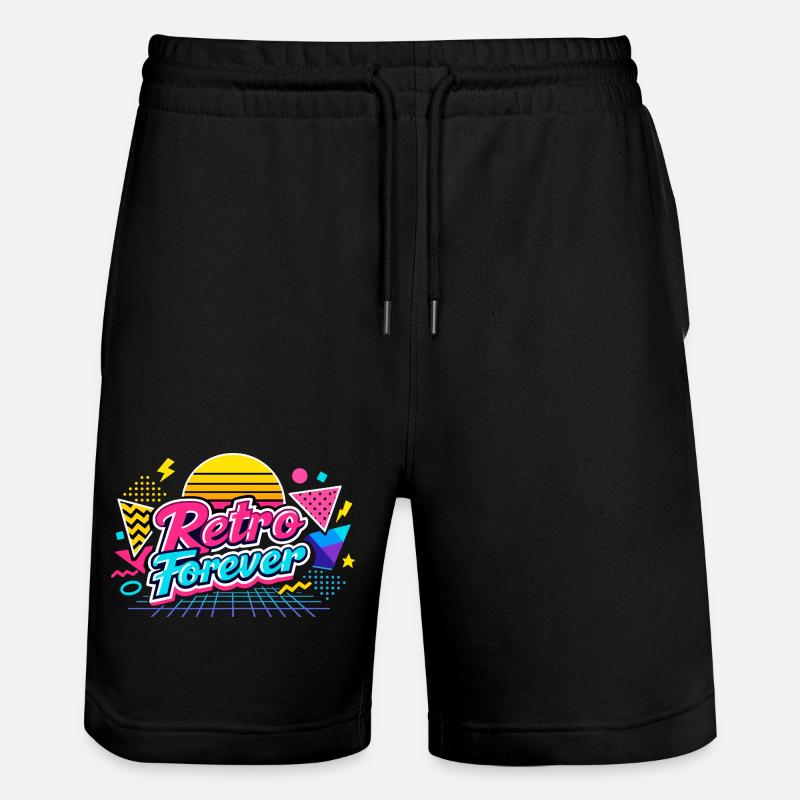 Retro Forever Neon 80er Vibe - Stanley/Stella Unisex Bio Joggingshorts Trainer  - Schwarz