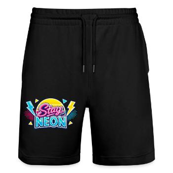 Stay Neon Retro Burst - Stanley/Stella Unisex Bio Joggingshorts Trainer  - Schwarz - Vorne - Nik (191cm) & Marisol (170cm)