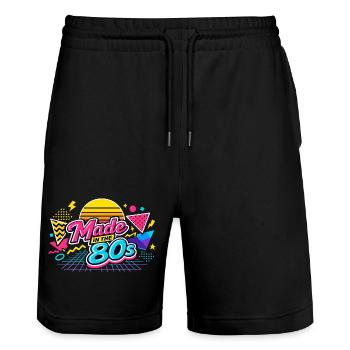 Made in the 80s Neon Retro - Stanley/Stella Unisex Bio Joggingshorts Trainer  - Schwarz - Vorne - Nik (191cm) & Marisol (170cm)