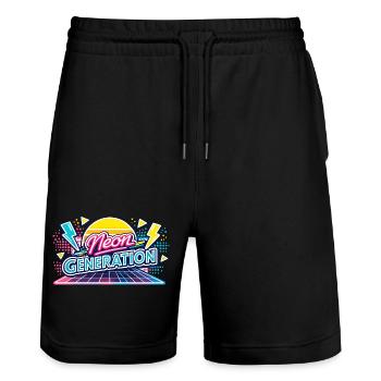 Neon Generation Retro-Vibe - Stanley/Stella Unisex Bio Joggingshorts Trainer  - Schwarz - Vorne - Nik (191cm) & Marisol (170cm)