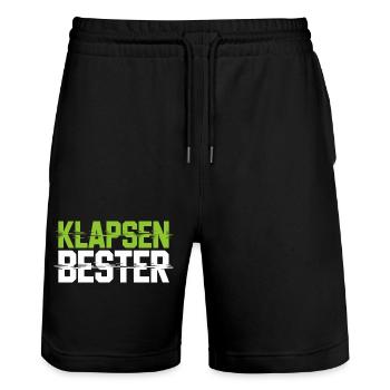 Slap Best Crazy Madhouse Office Saying - Stanley/Stella Trainer Unisex Organic Jogging Shorts - black - Front - Nik (191cm) & Marisol (170cm)