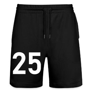 25. 25 YEARS. 25th ANNIVERSARY. 25 YEARS ANNIVERSARY. - Stanley/Stella Trainer Unisex Organic Jogging Shorts - black - Front - Nik (191cm) & Marisol (170cm)