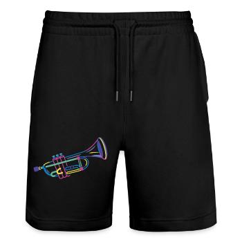 Colorful Trumpet - Stanley/Stella Trainer Unisex Organic Jogging Shorts - black - Front - Nik (191cm) & Marisol (170cm)
