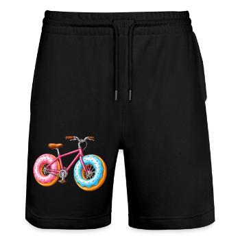 Vélo Donut – Conception de Vélo Mignon - Short de jogging bio TRAINER Stanley/Stella unisexe - noir - Devant - Nik (191cm) & Marisol (170cm)