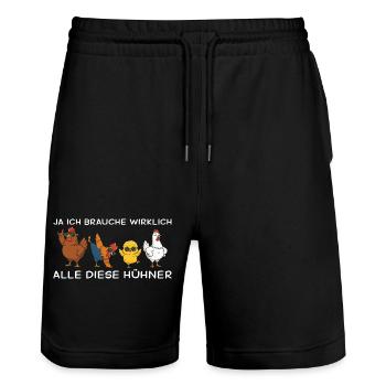 Hühnermama Ja ich brauche alle diese Hühner - Short de jogging bio TRAINER Stanley/Stella unisexe - noir - Devant - Nik (191cm) & Marisol (170cm)