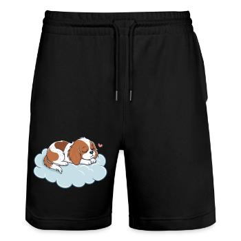 Dreamy Puppy on Pastel Cloud - Stanley/Stella Trainer Unisex Organic Jogging Shorts - black - Front - Nik (191cm) & Marisol (170cm)