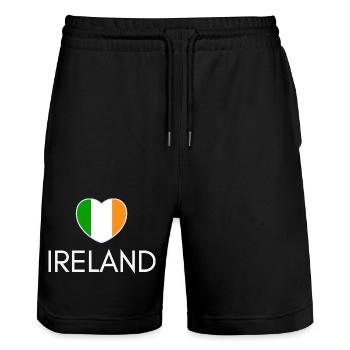 Heart with Irish flag, I love Ireland - Stanley/Stella Trainer Unisex Organic Jogging Shorts - black - Front - Nik (191cm) & Marisol (170cm)