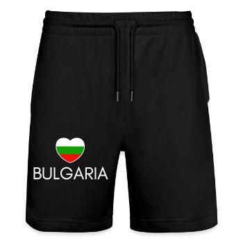 Heart with Bulgarian flag, I love Bulgaria - Stanley/Stella Trainer Unisex Organic Jogging Shorts - black - Front - Nik (191cm) & Marisol (170cm)