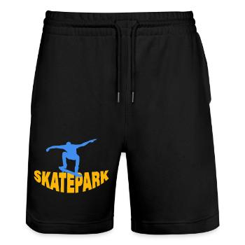 Skatepark - Stanley/Stella Trainer Unisex Organic Jogging Shorts - black - Front - Nik (191cm) & Marisol (170cm)