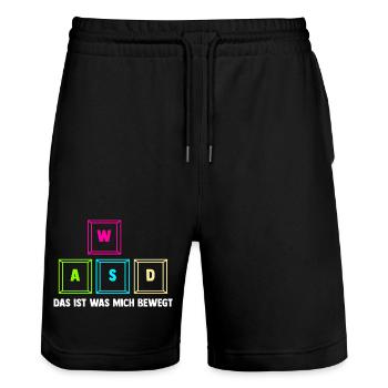 Zocken Computerspieler Zocker Gaming Gamer - Stanley/Stella Unisex Bio Joggingshorts Trainer  - Schwarz - Vorne - Nik (191cm) & Marisol (170cm)