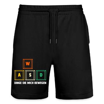 Zocken Computerspieler Zocker Gaming Gamer - Stanley/Stella Unisex Bio Joggingshorts Trainer  - Schwarz - Vorne - Nik (191cm) & Marisol (170cm)