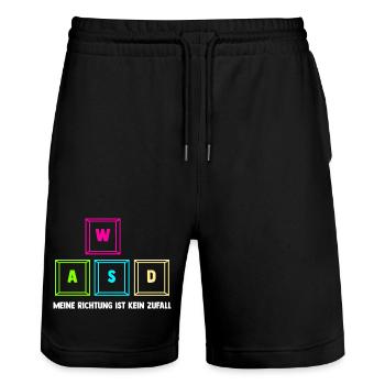 Zocken Computerspieler Zocker Gaming Gamer - Stanley/Stella Unisex Bio Joggingshorts Trainer  - Schwarz - Vorne - Nik (191cm) & Marisol (170cm)