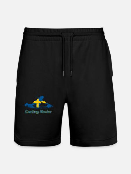 Curling Rocks Sweden Fan Merch - Stanley/Stella Trainer Unisex Organic Jogging Shorts - black