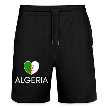 Heart with Algeria flag, I love Algeria - Stanley/Stella Trainer Unisex Organic Jogging Shorts - black - Front - Nik (191cm) & Marisol (170cm)